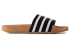 (WMNS) adidas originals Adilette Cork Slippers Black/White BA7211