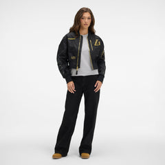 Alpha Industries x New York Knicks Black and Gold Women's Cropped L-2B Bomber Jacket