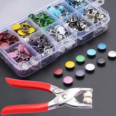 Metal snap fastener set