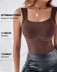 Buy 1 get 1 freeWomen's U Neck Thermal Tank Tops with Built-In Bra