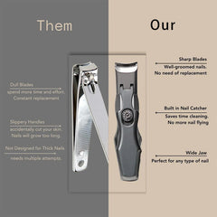 Silver  Black Colored  Large Opening Splash-Proof Stainless Steel Nail Clippers