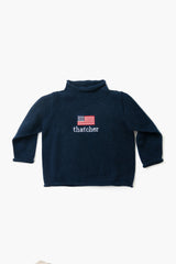 Navy American Flag Roll Neck Sweater