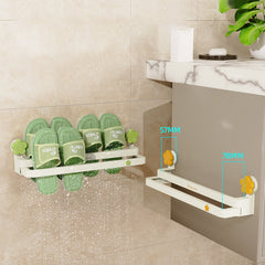 Bathroom Double Layer Suction Cup Slipper Rack No Punching