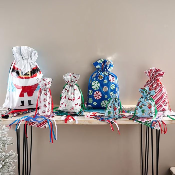 Drawstring Christmas Gift Bags (Biodegradable)