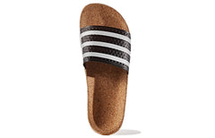 (WMNS) adidas originals Adilette Cork Slippers Black/White BA7211
