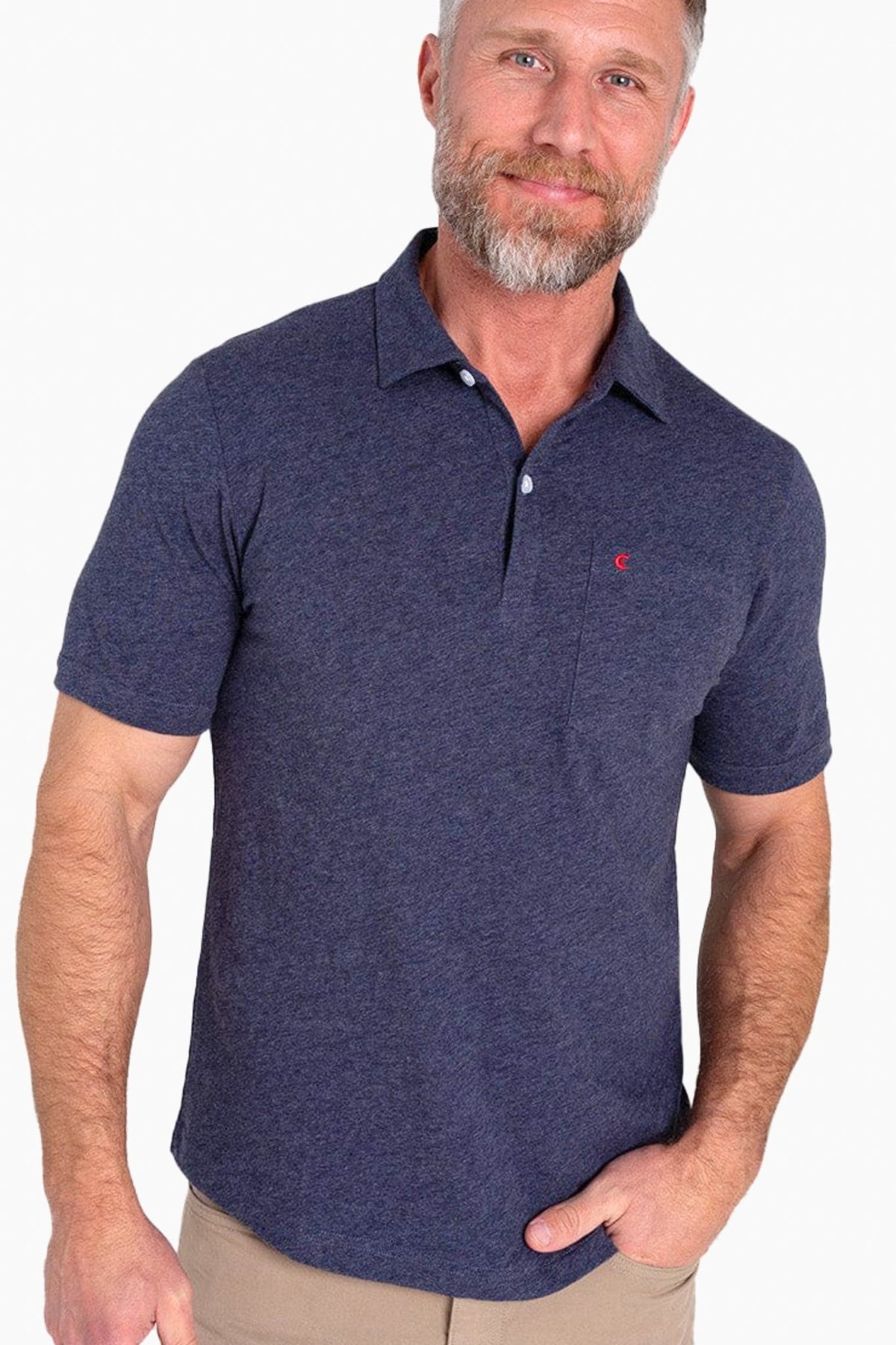 Heathered Navy Sunwashed Polo