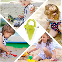 Beach toys overflowing sand from funnel