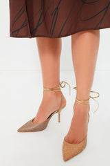Bronze Gala Strass Lace Up Pumps