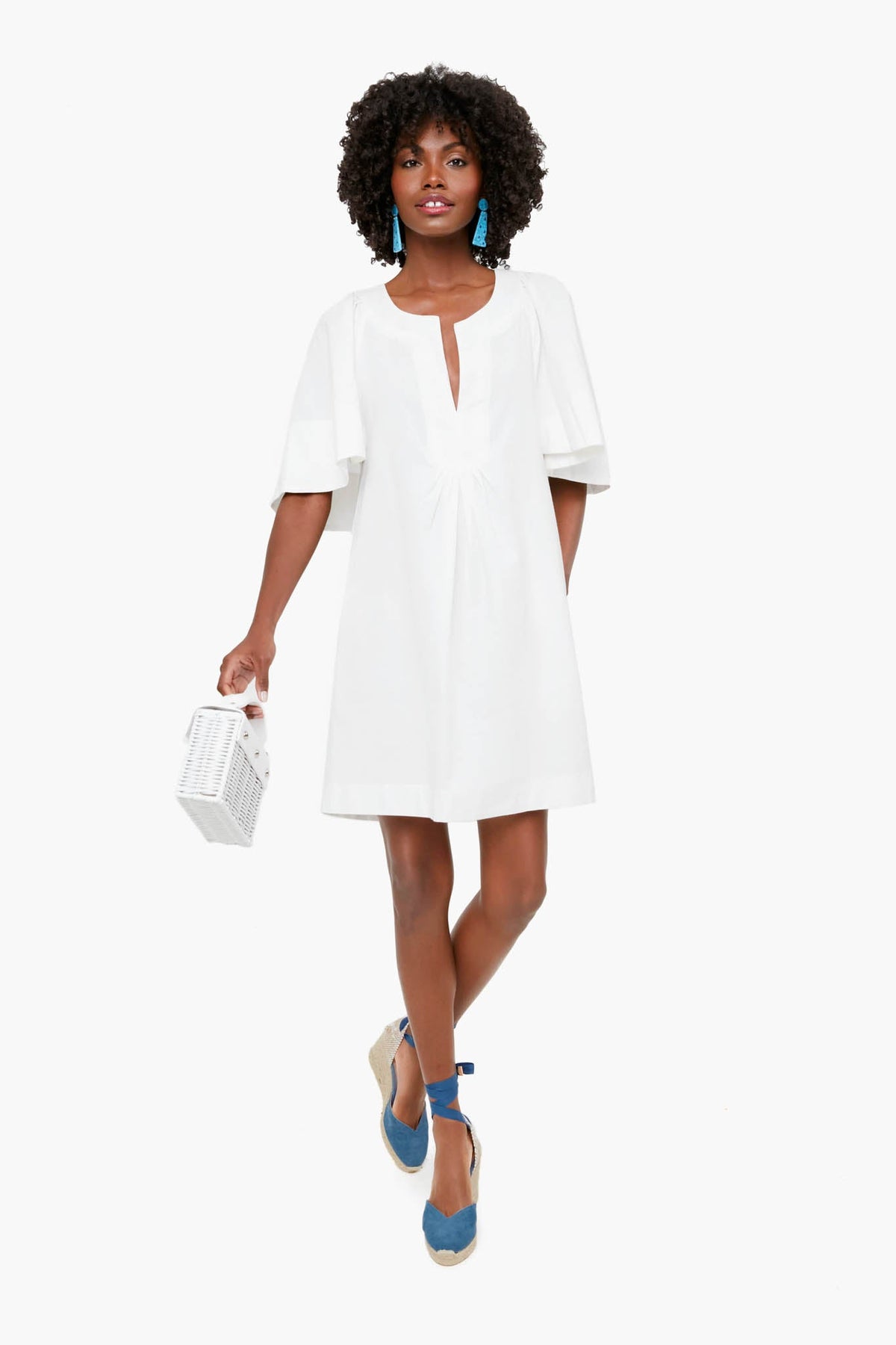 White Finley Flutter Sleeve Dress