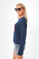 Navy Cropped Americana Sweater