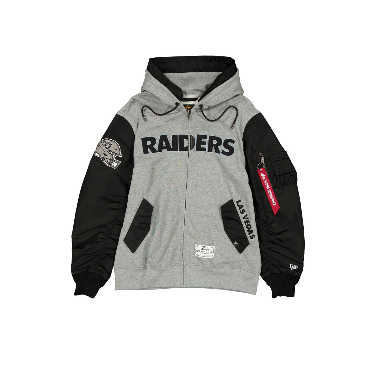 Alpha Industries x Las Vegas Raiders Gray MA-1 Full Zip Fleece Jacket