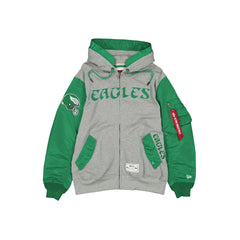 Alpha Industries x Philadelphia Eagles Historic Gray MA-1 Full Zip Fleece Jacket