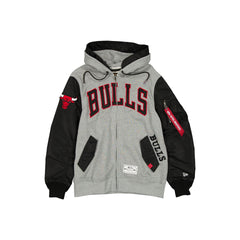 Alpha Industries x Chicago Bulls Gray MA-1 Full Zip Fleece Jacket