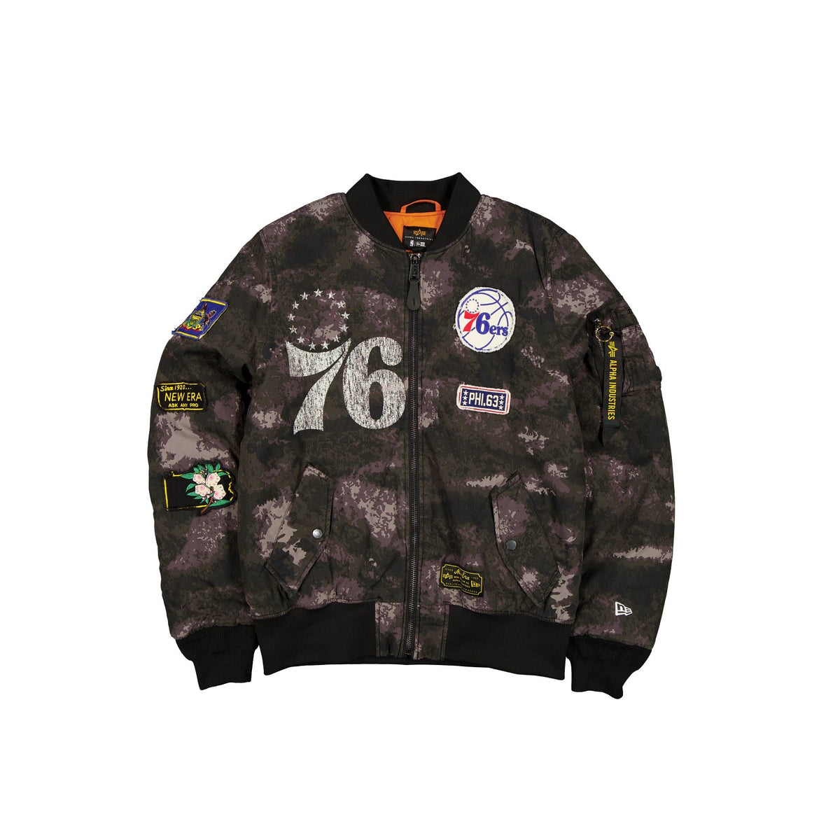 Alpha Industries x Philadelphia 76ers Black Camo MA-1 Bomber Jacket