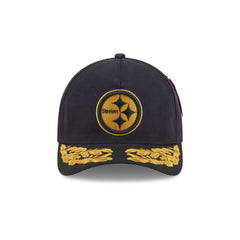 Alpha Industries x Pittsburgh Steelers Black 9FORTY M-Crown A-Frame Snapback Hat