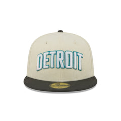 Detroit Pistons 2025 City Edition Chrome White Corduroy 59FIFTY Fitted Hat