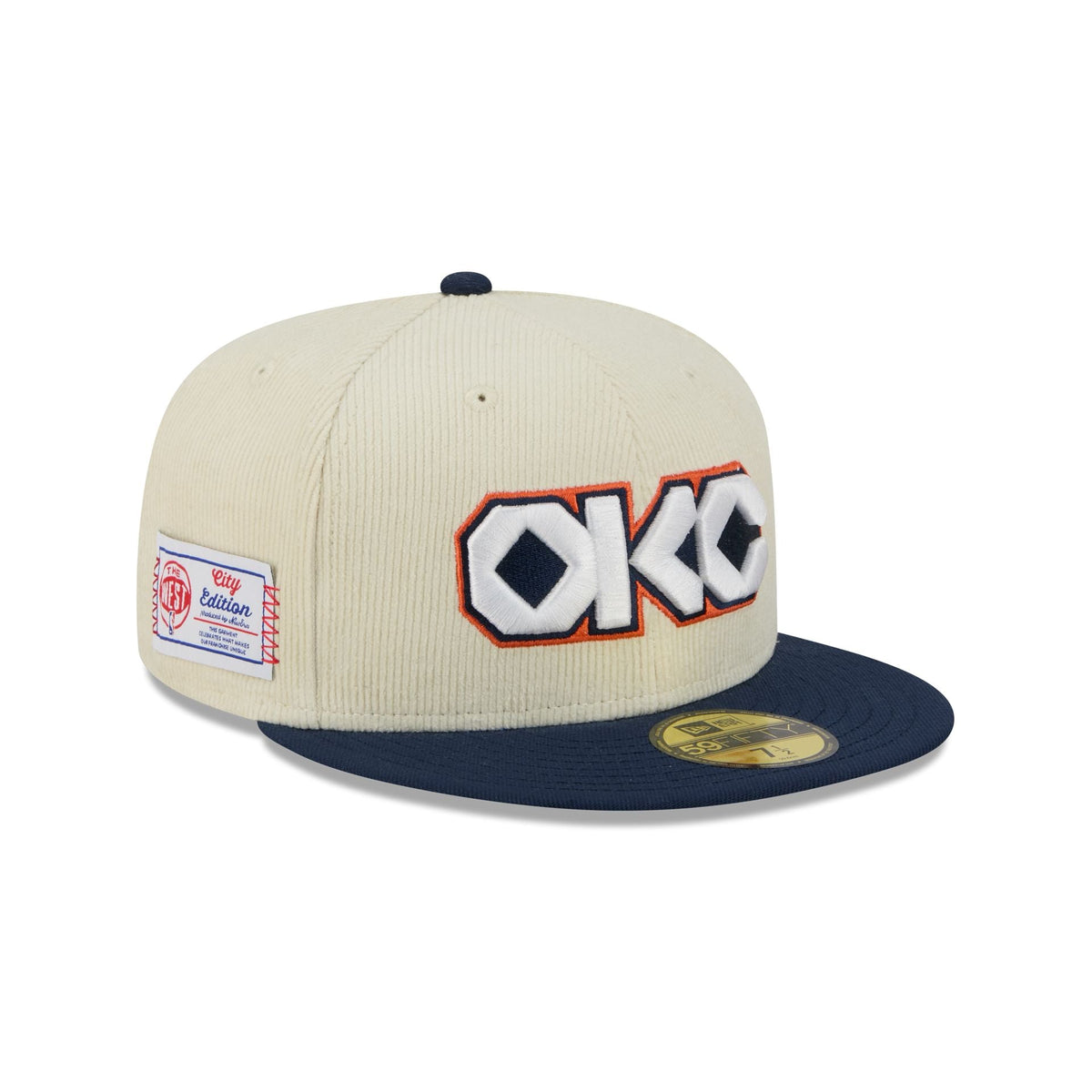 Oklahoma City Thunder 2025 City Edition Chrome White Corduroy 59FIFTY Fitted Hat
