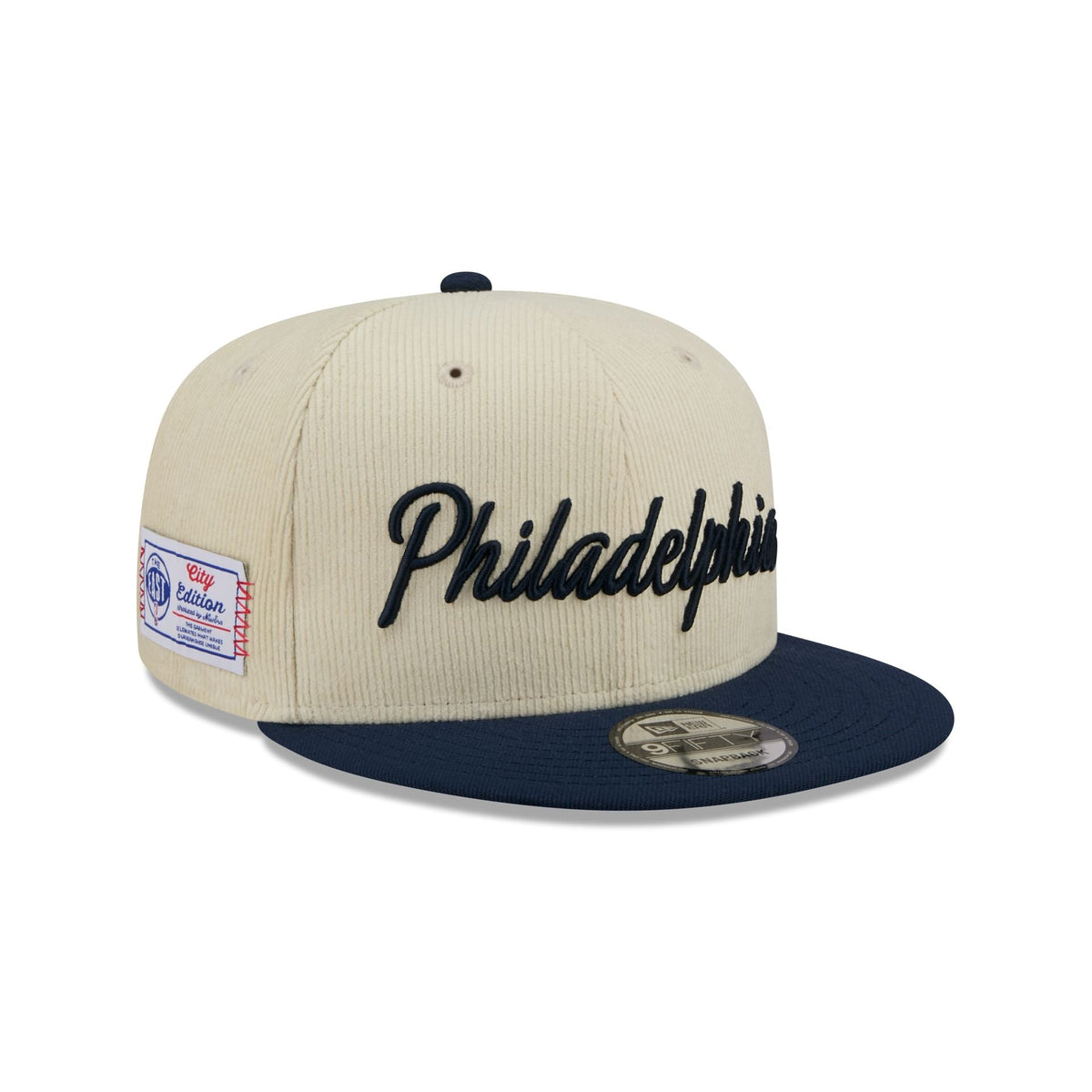 Philadelphia 76ers 2025 City Edition Chrome White Corduroy 9FIFTY Snapback Hat