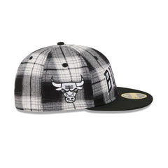 Chicago Bulls Grunge Plaid Retro Crown 59FIFTY Fitted Hat