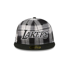 Los Angeles Lakers Grunge Plaid Retro Crown 59FIFTY Fitted Hat