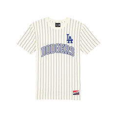 Los Angeles Dodgers Throwback Applique Pinstripe Chrome White T-Shirt