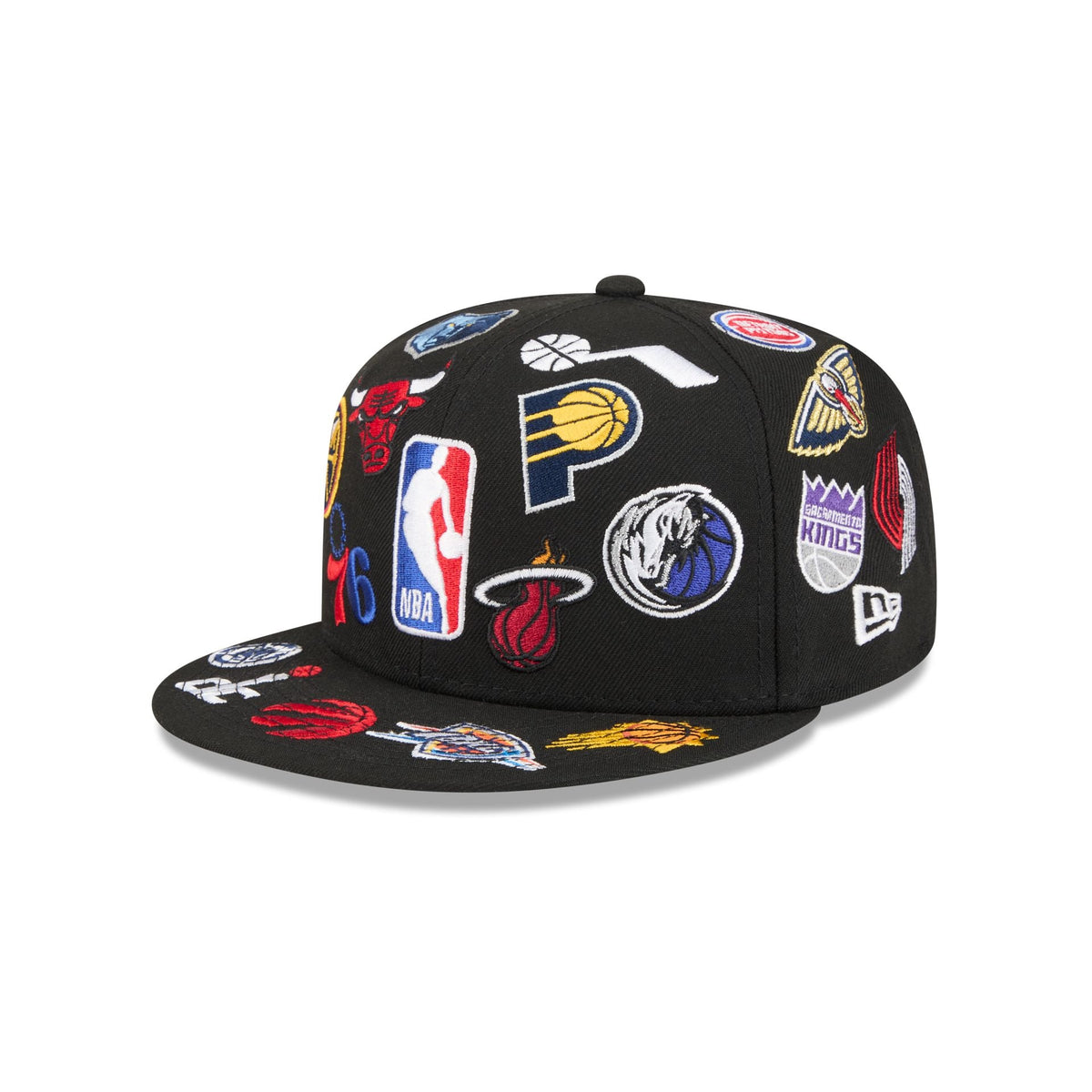 NBA All Over Logo Black 59FIFTY Fitted Hat