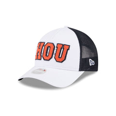 Houston Astros Optic White Felt Logo Women's 9FORTY M-Crown A-Frame Trucker Hat