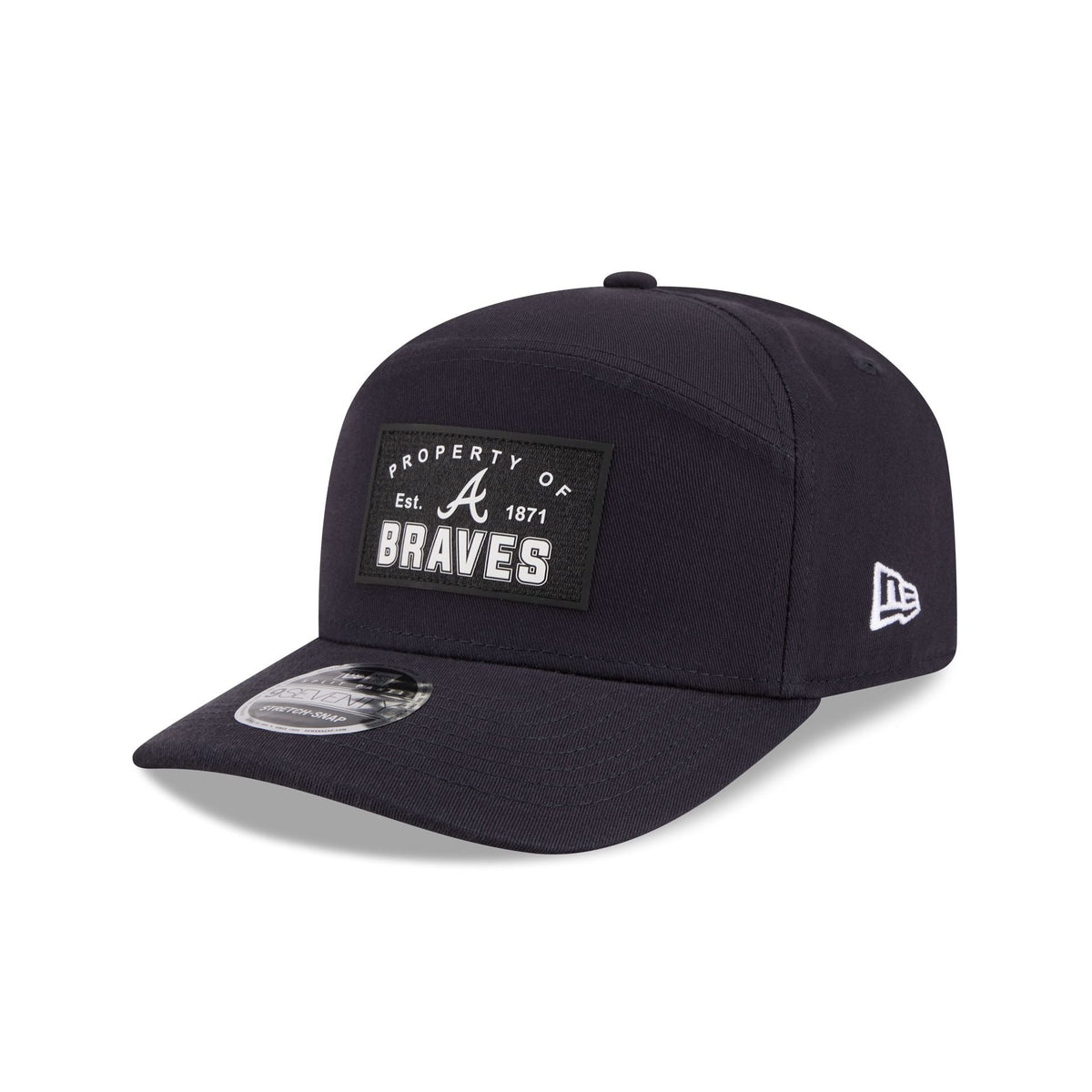 Atlanta Braves Property of Patch Split Panel 9SEVENTY Stretch-Snap Hat