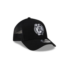 Boston Celtics Side Script Black 9FORTY A-Frame Trucker Hat