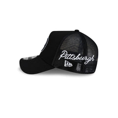 Pittsburgh Steelers Side Script Black 9FORTY A-Frame Trucker Hat