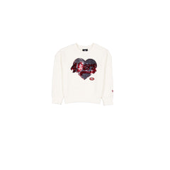 San Francisco 49ers Girls Sequin Heart Chrome White Crewneck