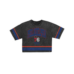 Philadelphia 76ers Women's Vintage Stripe Cropped T-Shirt