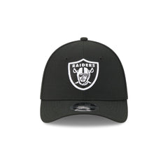 Las Vegas Raiders Poly Black & White 39THIRTY M-Crown Stretch Fit Hat