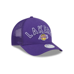 Los Angeles Lakers Sequin Wordmark Women's 9FORTY M-Crown A-Frame Trucker Hat