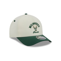 Milwaukee Bucks Arched Graphic Chrome White 9FORTY M-Crown A-Frame Snapback Hat