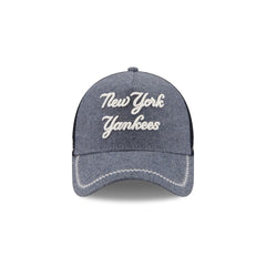 New York Yankees Navy Brushed Chambray 9FORTY A-Frame Trucker Hat
