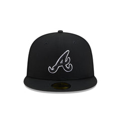 Atlanta Braves Black and White Basic 59FIFTY Fitted Hat