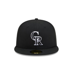 Colorado Rockies Black and White Basic 59FIFTY Fitted Hat