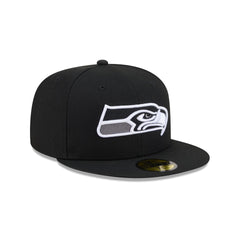 Seattle Seahawks Black and White Basic 59FIFTY Fitted Hat