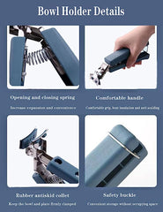 4-Pack(Navy-Blue)Hot Plate Gripper,Stainless Steel Bowl Clip,Kitchen Tongs Bowl Dish Pan Clip Anti-scalding, NavyBlue