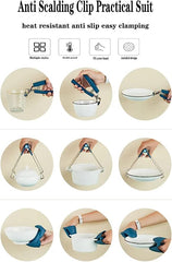 4-Pack(Navy-Blue)Hot Plate Gripper,Stainless Steel Bowl Clip,Kitchen Tongs Bowl Dish Pan Clip Anti-scalding, NavyBlue