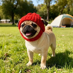 Last Day: BUY 2 GET 1 FREE - Red Wool Knit Dog Beanie with Ear Flaps – Warm Winter Hat