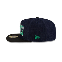 Boston Celtics Navy Denim 59FIFTY A-Frame Fitted Hat