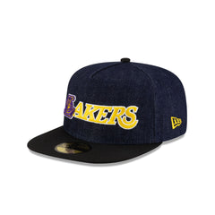 Los Angeles Lakers Navy Denim 59FIFTY A-Frame Fitted Hat