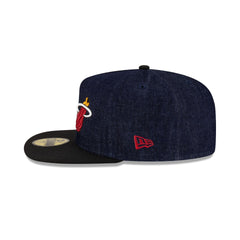 Miami Heat Navy Denim 59FIFTY A-Frame Fitted Hat