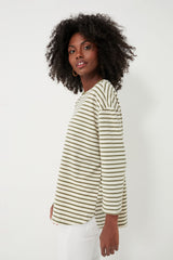 Olive Striped Knit Popover