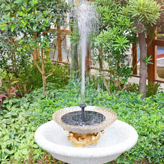 Solar-powered bird bath fountain
