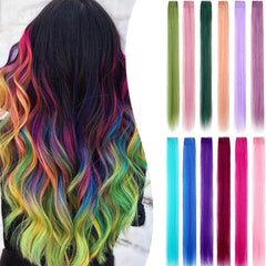 Colored straight hair extension clips