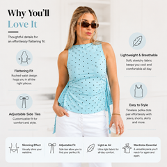 Summer Polka-Dot Backless Sleeveless Top with Tie Straps