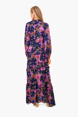 Exclusive Suzani Navy Mock Neck Dress